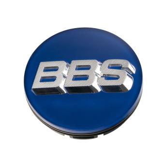 1 x BBS 3D Rotation Nabendeckel Ø56mm blau, Logo silber/chrome - 58071059